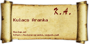 Kulacs Aranka névjegykártya